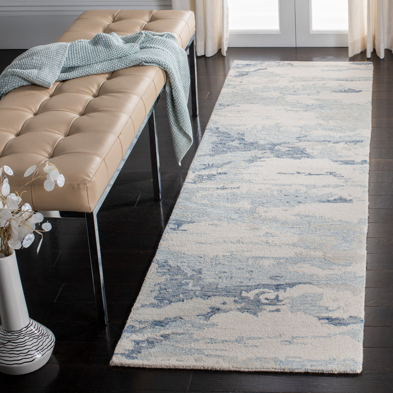 Tapis en laine touffeté à la main Jahiem, Tapis de couloir 2 pi 3 po x 14 pi