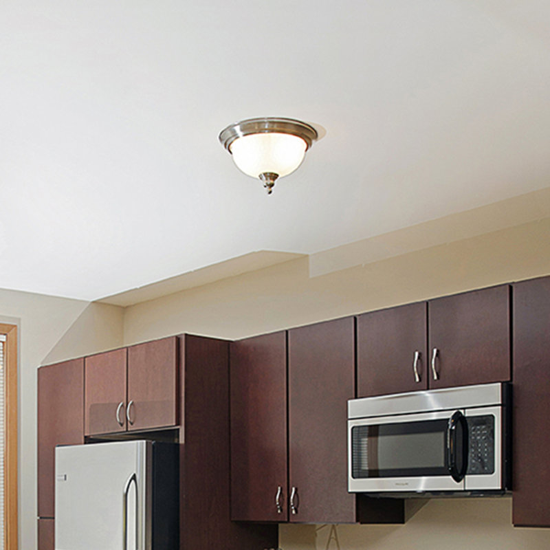 Faysal Glass Flush Mount, Alabaster, Satin Nickel