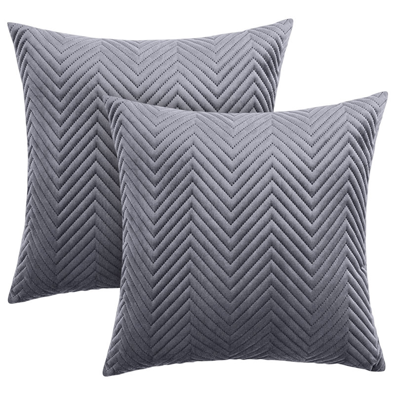 Aspire Homeware Embossed Square Velvet Cushion Cover, Pack of 2, Grey