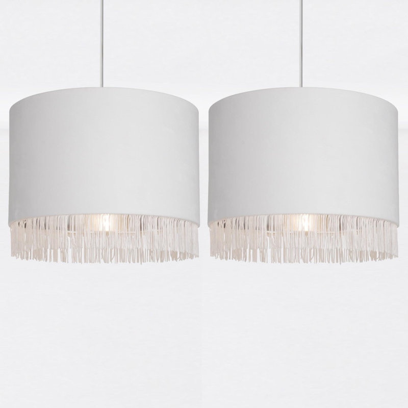 23cm H Fabric Drum Pendant Shade, Off White