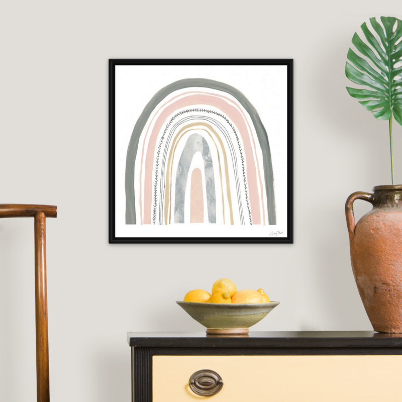 Reproduction d’art sur toile, "Boho Rainbow II" par Courtney Prahl, Cadre flottant noir, H 22 po x l 22 po x P 1,75 po