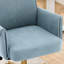 Fauteuil de bureau relevable bleu à dossier moyen avec matériau en velours côtelé, conception ergonomique pour les points, base dorée, mousse à mémoire de forme d'une hauteur de 38,22 po, coussin