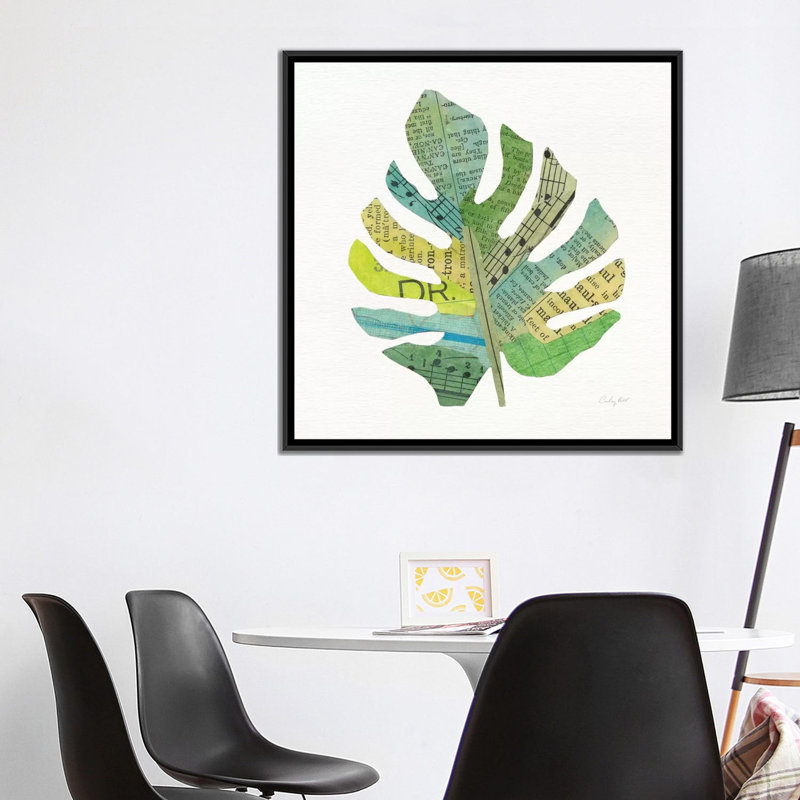 « tropical fun palms ii », impression sur toile, H 18 po x l 18 po x P 1,5 po, Toile avec cadre noir, Pas de tapis