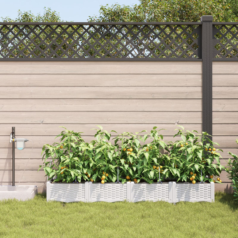 Garden Planter Polypropylene Large Planters, 22cm H x160cm W x 40cm D, White