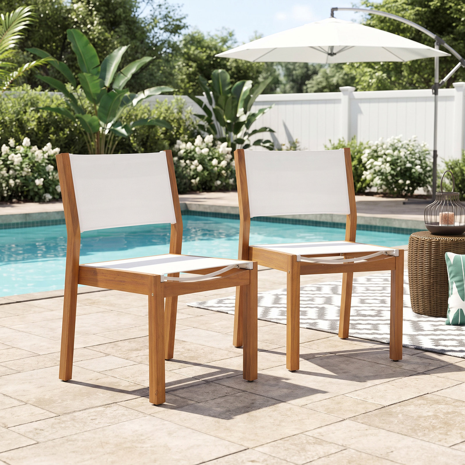 Stackable Acacia Patio Side Chair