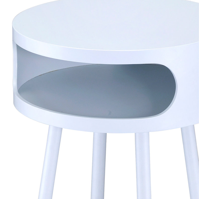 Table d'appoint ronde en blanc naturel - avec tiroir pour un look charmant et un rangement pratique