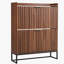 Rangement à chaussures Mid-Century cannelé avec 2 tiroirs rabattables et rangement autoportant en noyer pour le couloir d'entrée et la chambre à coucher | Idée de cadeau