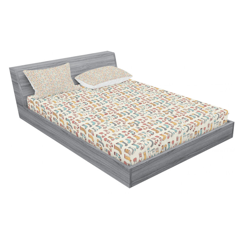 Scandinavian Microfiber Patterned Fitted Sheet, Twin Fitted Sheet with 1 Pillowcase