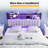 Queen Size Headboard, Adjustable Upholstered Headboard With 2 Tier Shelves And Pegboard With Charging Stations And LED Lights, Modern Bed Headboard With Storage Linen And Light Gray-1072177773-1072177768