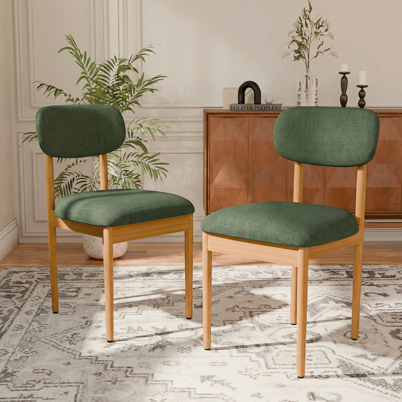Round Wood Dining Table Kitchen Table Dining Chair Sets With 4 Legs, Oak, 30" H x 52" W x 52" D, Green/Oak