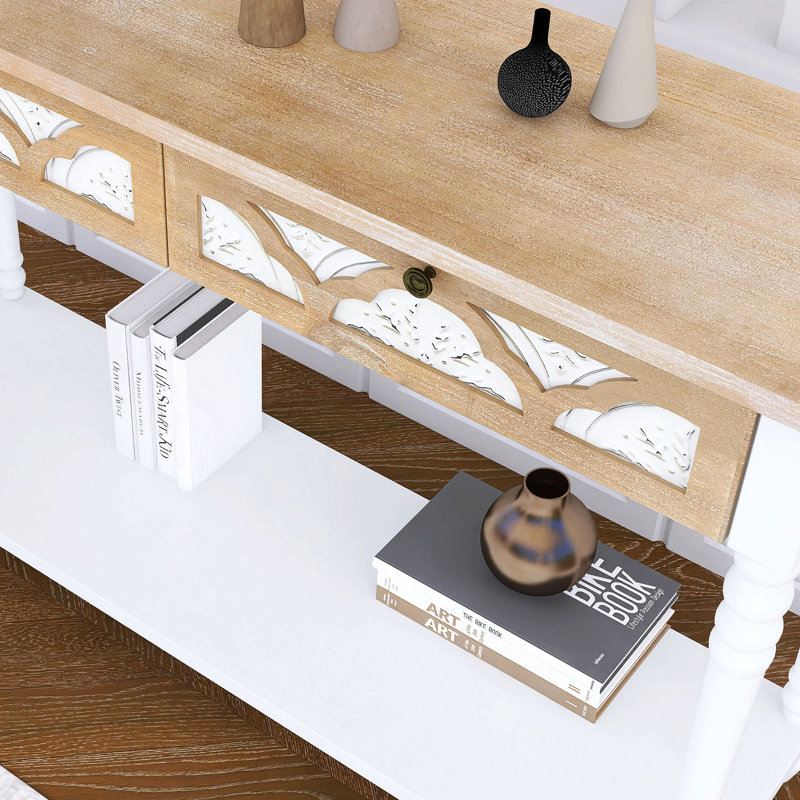 48 Inch Long Console Table With 2 Drawers And 1 Bottom Shelf For Entryway Hallway Easy Assembly - Traditional Craftsmanship And Functionality Combined