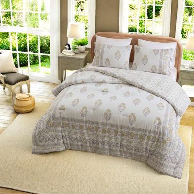 Ensemble de literie pour grand lit, mélange de coton, édredon floral rosé