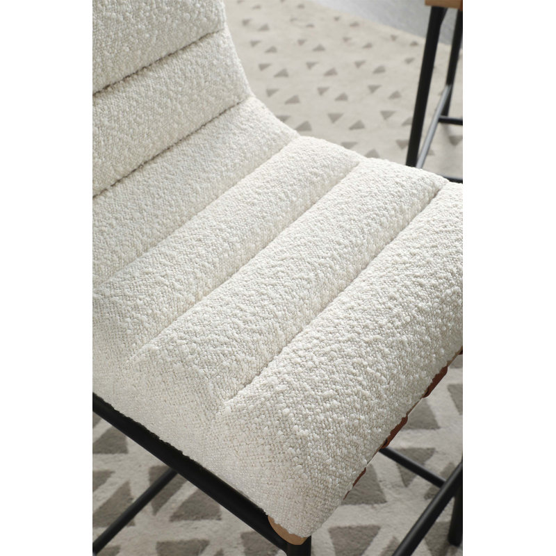 Chaise à hauteur de comptoir Lahni Boucle, Blanc