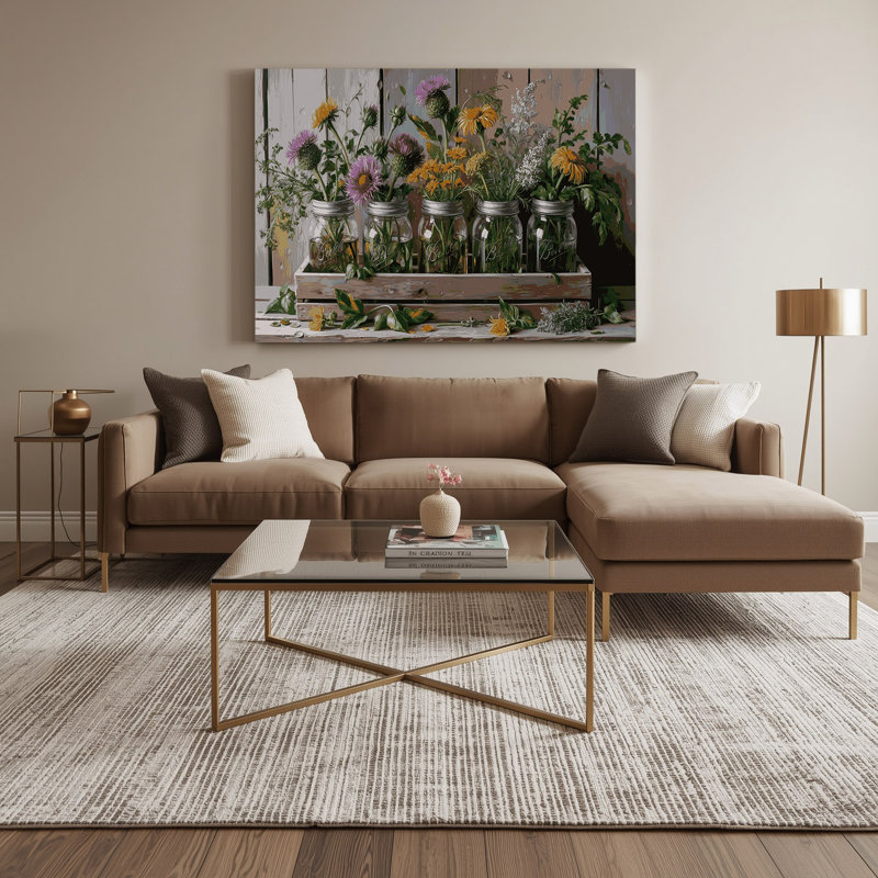 «Farm Mason Jars», toile sur toile grise, H 11 po x l 14 po