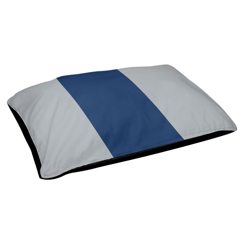 Coussin rectangulaire designer New York Bronx, Moyen (L 30 po x l 40 po), Argent mat / bleu