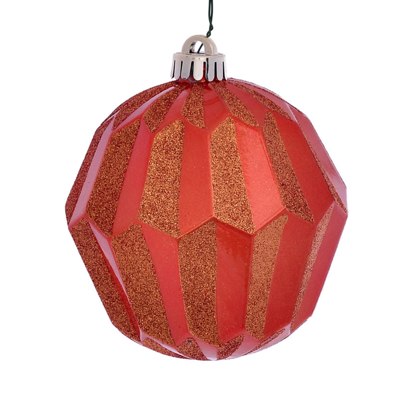 Ornement boule facettée scintillante, Orange bruni
