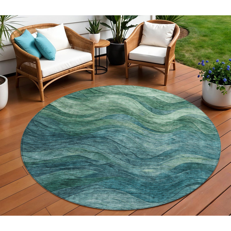 Tapis rond bleu 8 po