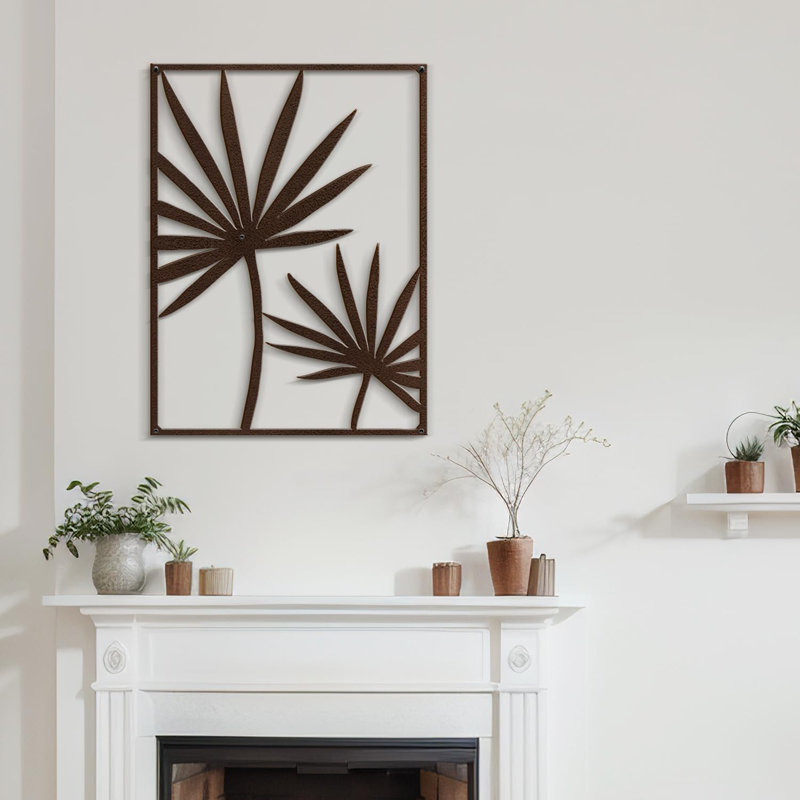 Décoration murale en métal Tropical Tropical, H 30 po x l 22,39 po x P 0,05 po, Brun