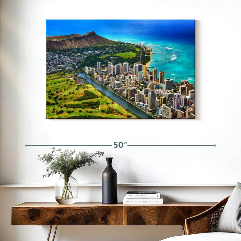 Waikiki vu d'en haut, H 26 po x l 39 po