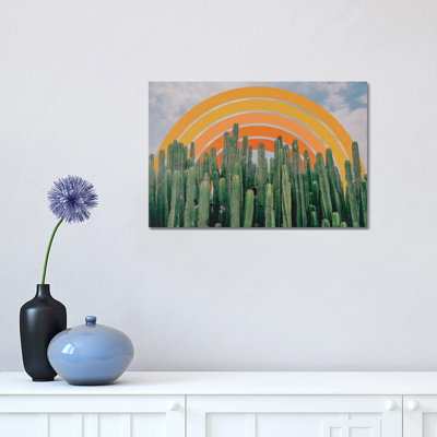 Cactus And Rainbow by Alisa Galitsyna - Wrapped Canvas Print