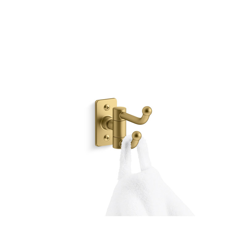 Castia by Studio McGee Double Robe Hook, Vibrant Brushed Moderne Brass