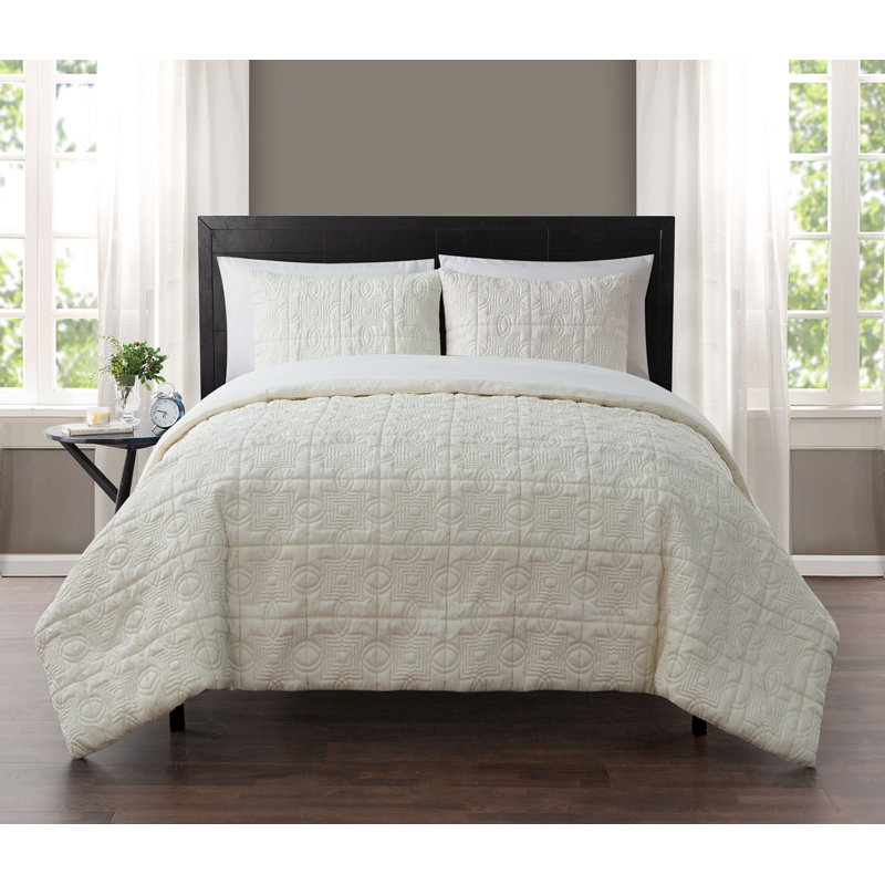 Modern & Contemporary Polyester Comforter, Full, Ivory
