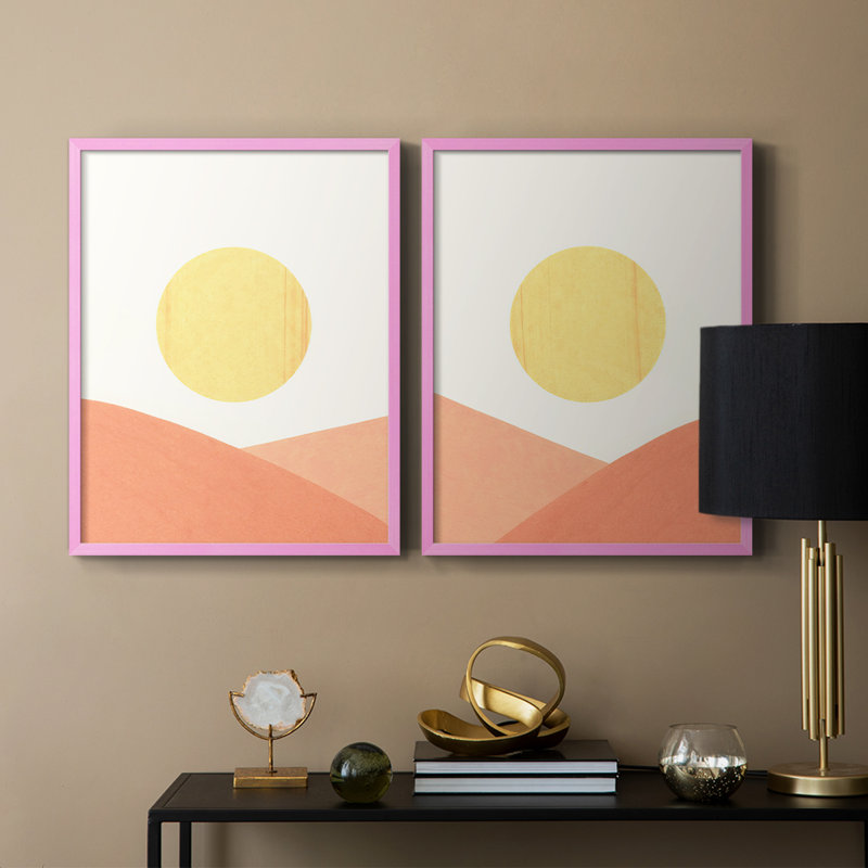 Simple Boho Sun I - impression encadrée de qualité supérieure - prête à être accrochée - aucun clou requis - aucun clou requis