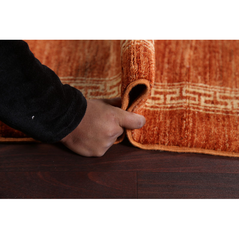 Tapis de couloir oriental en laine orange Karbe Gabbeh Kashkoli Karell