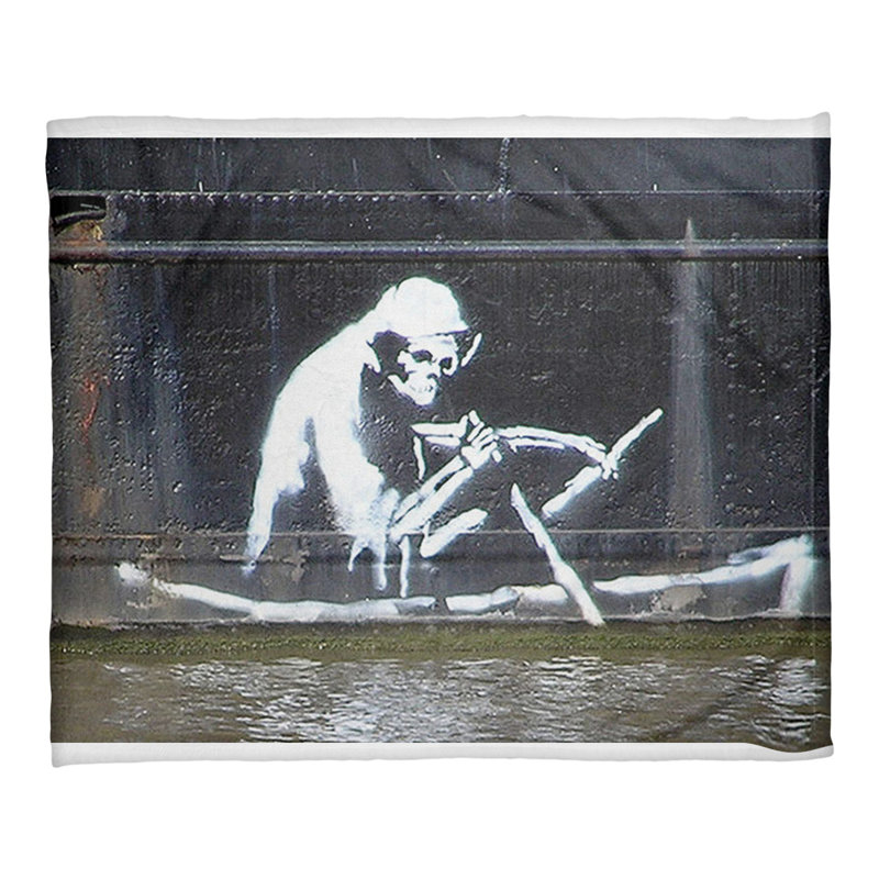 Banksy Sewn Throw Blanket, 50" W x 60" L