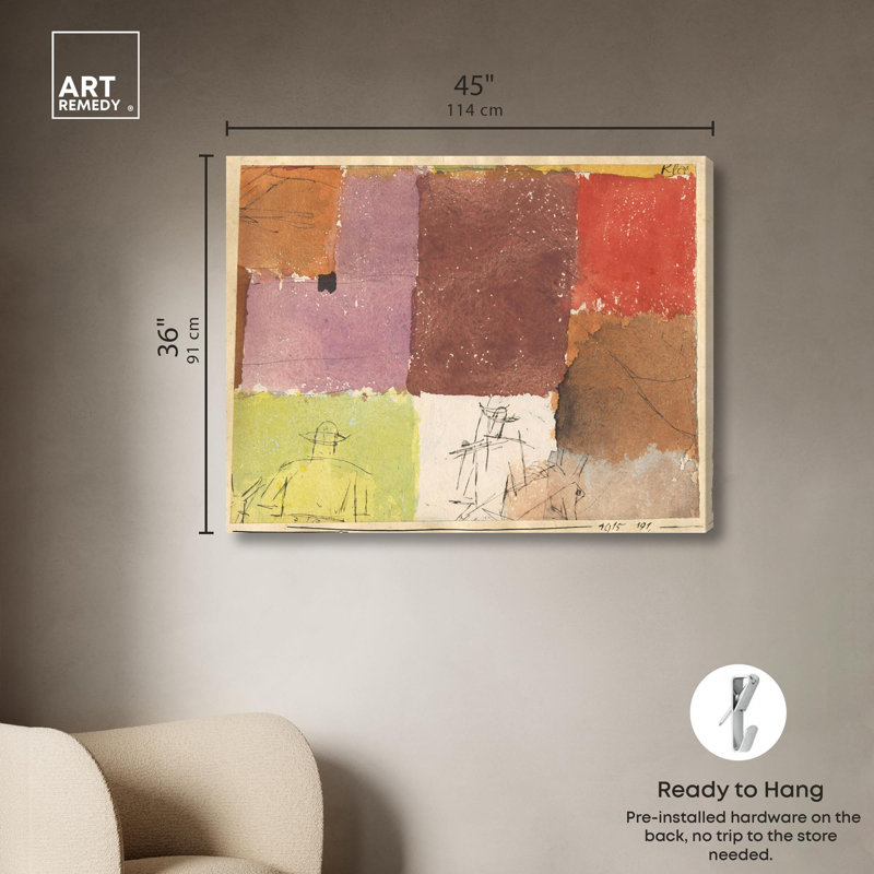 Composition avec personnages 1915, reproduction d'art sur toile par Art Remedy, H 36 po x l 45 po, Toile tendue avec châssis