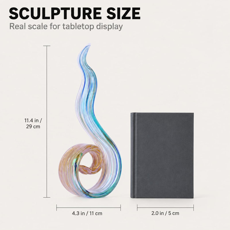 Sculpture flamme de verre, Bleu clair