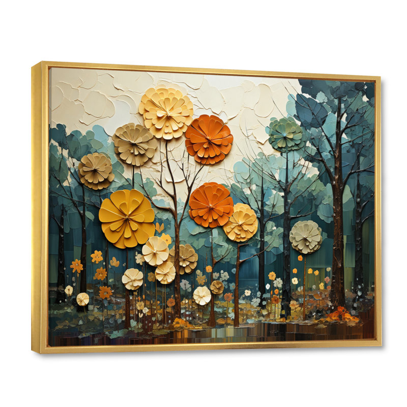 «Martene Forest Majestic Forest Collage I», reproduction, 12" H x 20" W, Cadre flottant doré