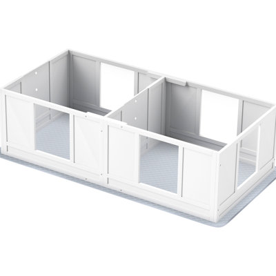 Whelping Box For Dogs, Washable Pad, Clear Panels, Adjustable Entrance, Double Room, Non-slip, Small 64.6" L X 31.5" W 18.9" H Dog With Waterproof Non