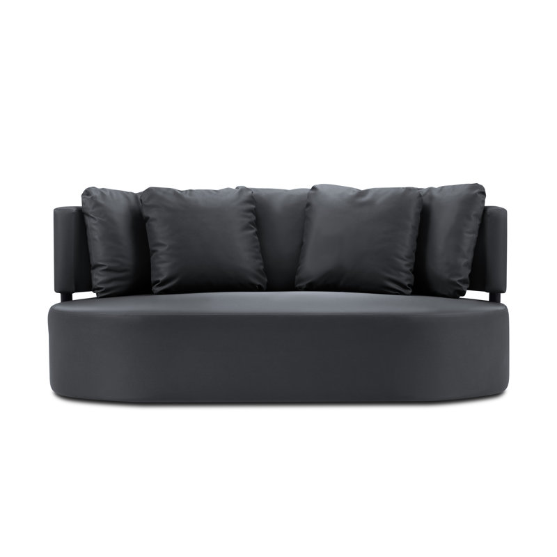 Adriaens 190cm Wide Wood Patio Sofa with Cushions, Dark Grey