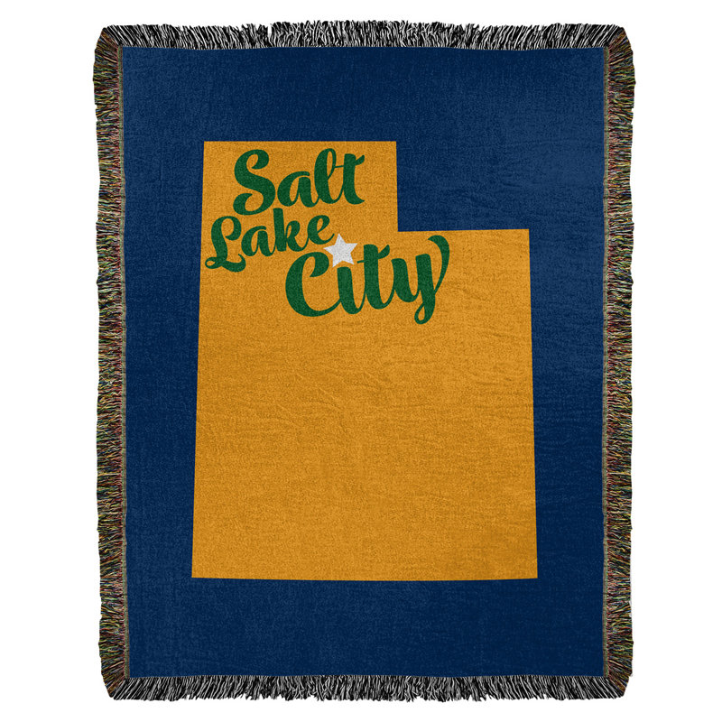 Jeté en coton tissé sel lake city, l 37 po x L 52 po, Bleu marine / bleu