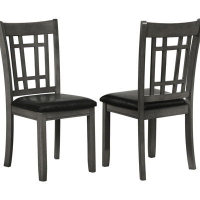 Dining Room Chairs ( Of 2) - Medium Grey, Black , Foam Padding Grey Side Back, Seat For