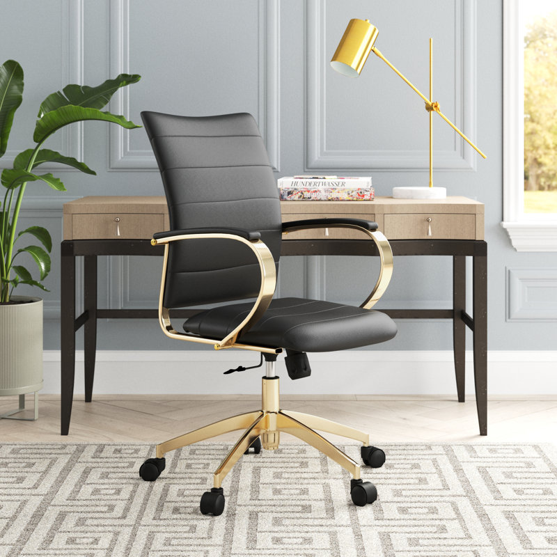 Chaise de bureau Elphaba, Noir, Chrome