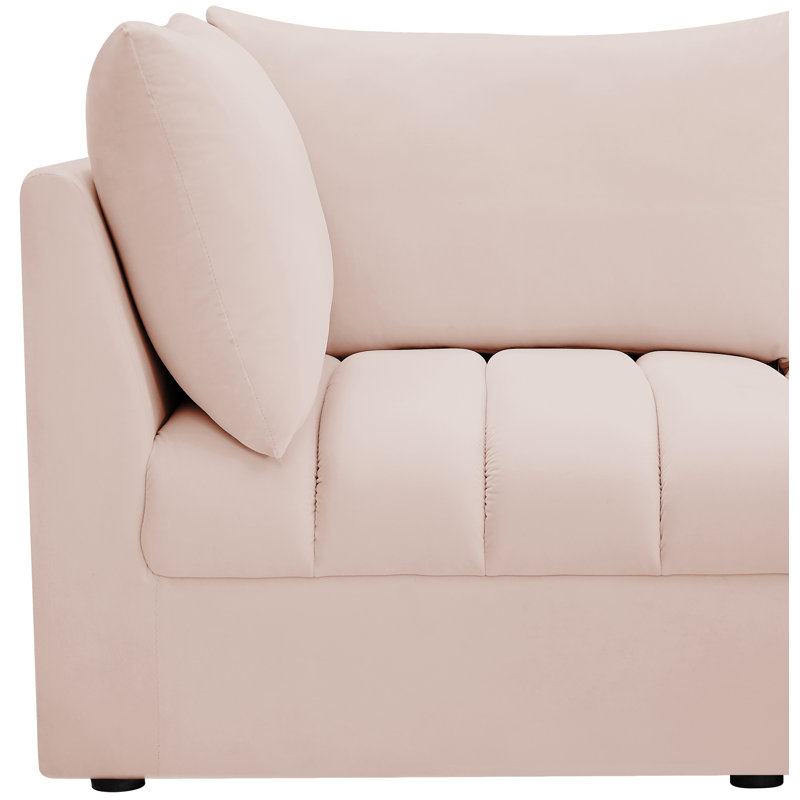 Ensoll Velvet L-Shaped Sectional Reversible, Pink Velvet