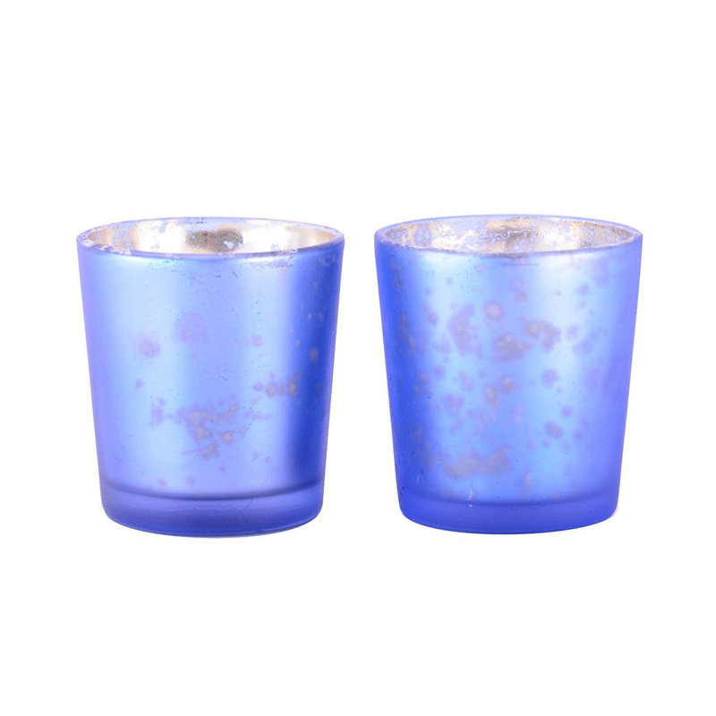 Petit porte-votive en verre, Bleu foncé