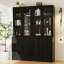  Armoire de cuisine modulaire de 110,3 po de largeur avec bibliothèques, portes et tiroirs à fermeture en douceur, grand système de rangement pour buffet, noir-1936851371