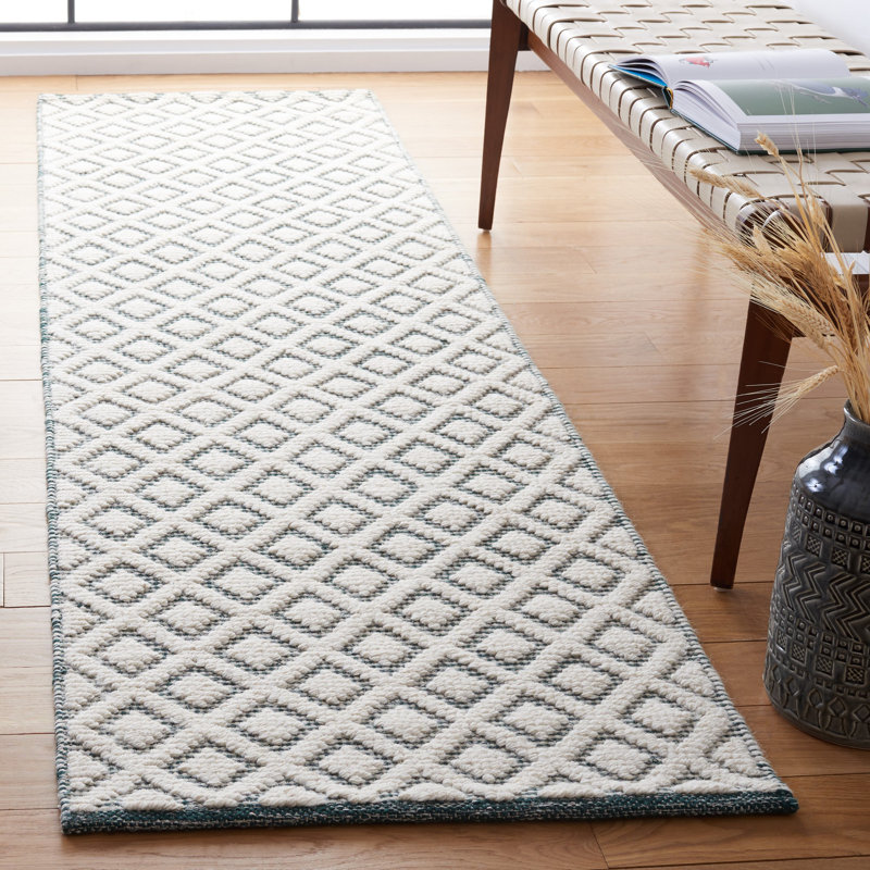 Vermont Hand Woven Wool Geometric Rug, Runner 2'3" x 8'