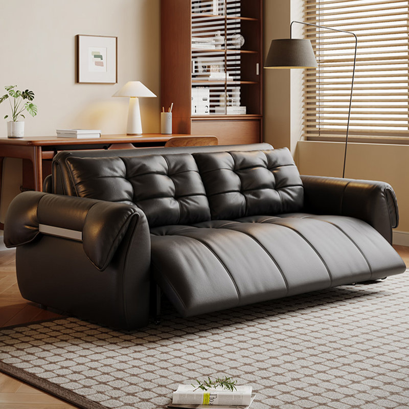 Canapé ajustable en fer de style crème résistant aux rayures, H 37,4 po x l 65 po x P 43,3 po