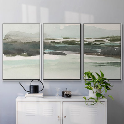 Turquoise Marsh I, reproduction encadrée sur toile 3 pièces