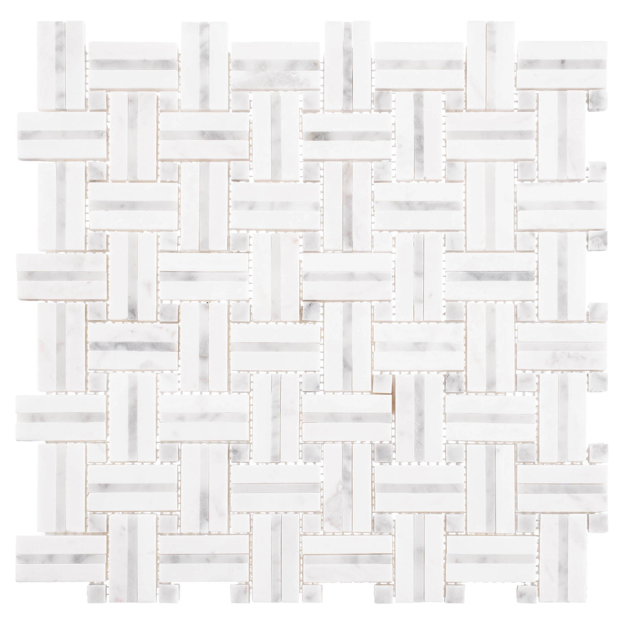 Fabrique 1-in. x 2-in. Basketweave Marble Look Polished Natural Stone Wall & Floor Mosaic Tile, Damask