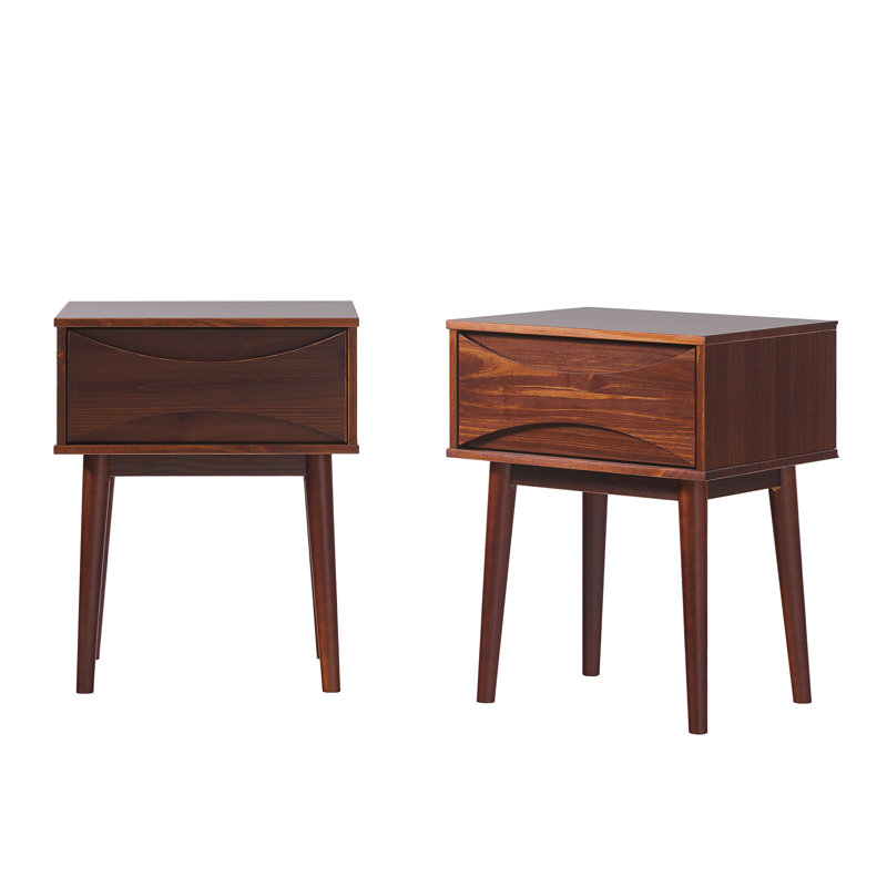 Chastina 1-Drawer Solid Wood Nightstands, Walnut