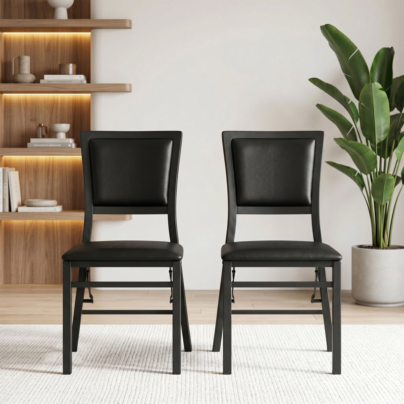 Folding Dining Chairs, Kitchen Armless Side Chairs With Padded Seats, Foldable PU Leather Dining Chairs For Home Kitchen Living Room