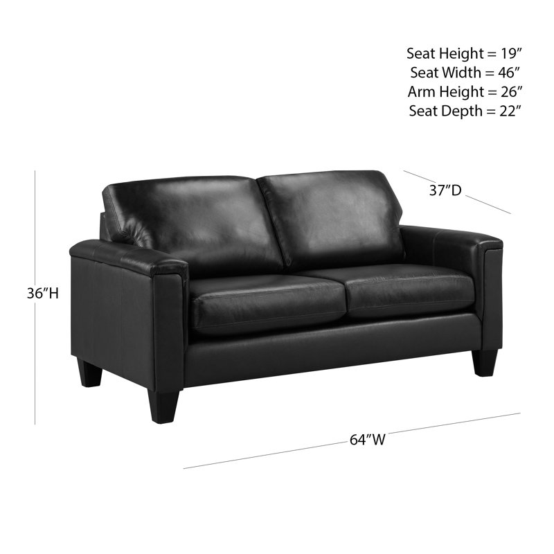 Causeuse à accoudoirs carrés en cuir véritable Deboer, Cuir crème assorti