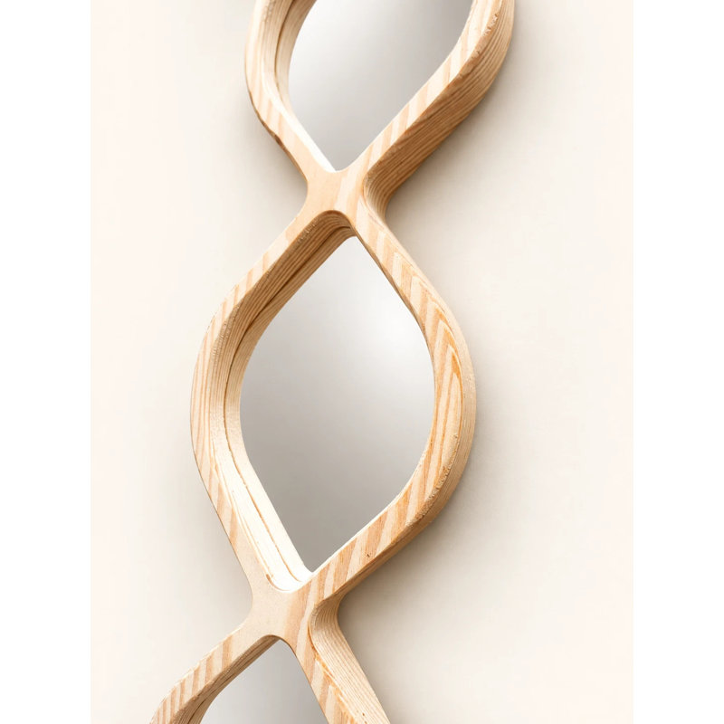 Teardrop Wood Framed Acrylic Wall Mirror Set