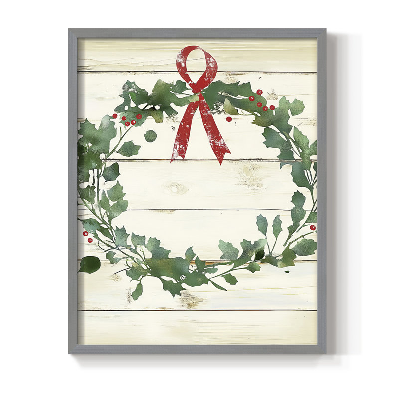«Christmas Holiday», art encadré Dcccxxxix - bois massif, H 15 po x l 12 po, Gris