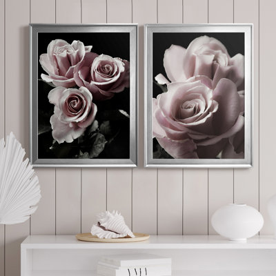 «Rose noir I», ensemble de 2 reproductions de photos sur toile